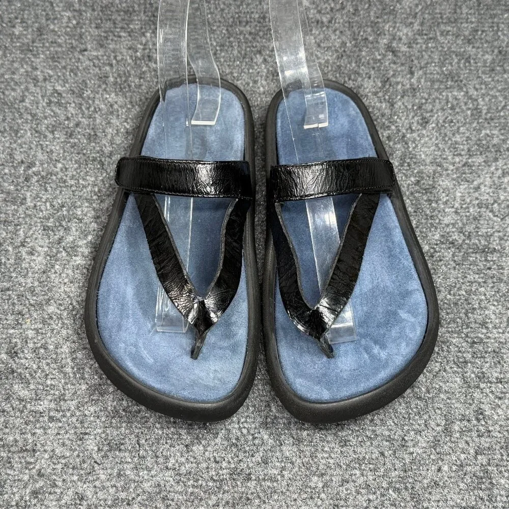 Wolky Tahiti Thong Sandals Women's 7 Black Comfort Casaul Summer Beach Flip Flop